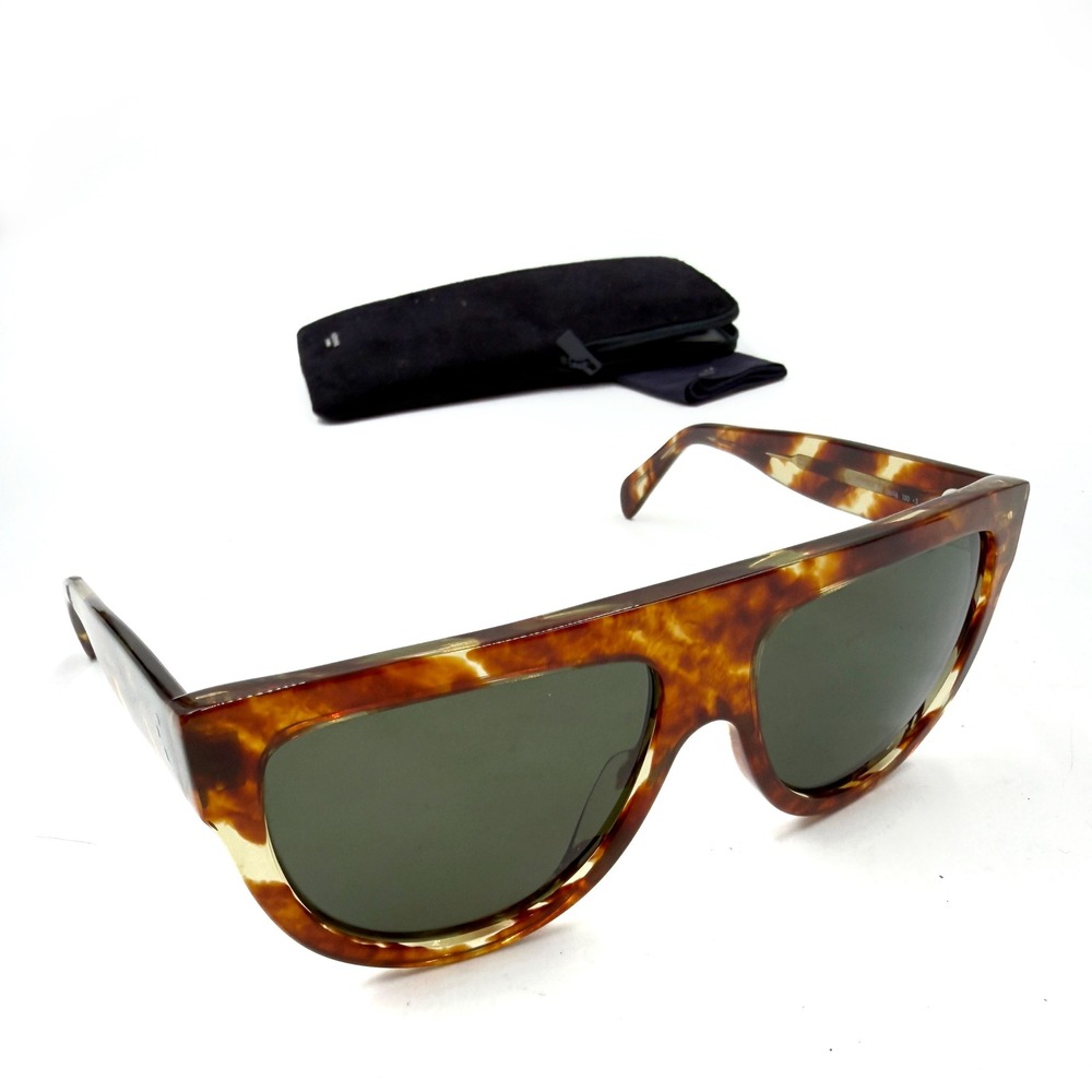 Celine Sunglasses Tortoiseshell Shadow Flat Top Oversized Women CL4001i - Picture 1 of 11
